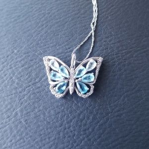 Blue Topaz butterfly necklace